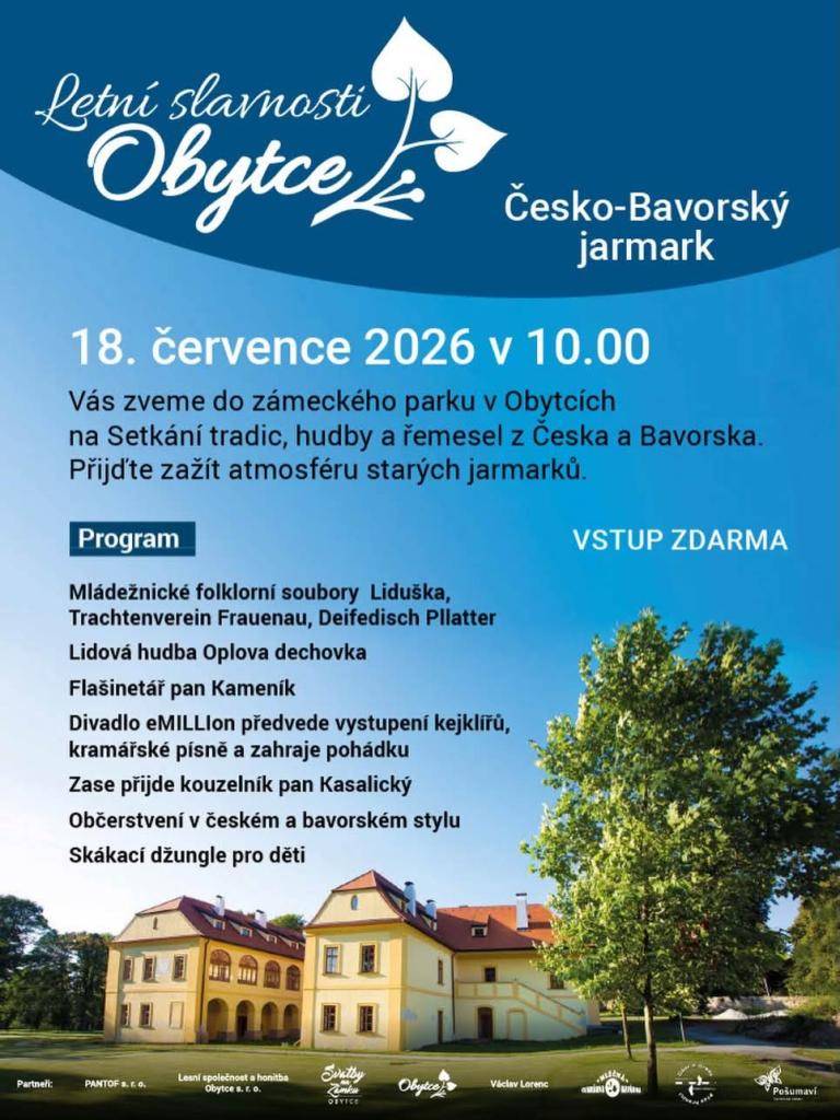 Pozvánka do Obytců na letní slavnosti a Česko-Bavorský jarmark v sobotu 18.7.2026 od 10.00 hod.