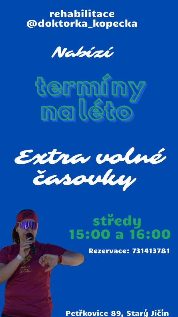 letní provoz Pošty Partner, nabídka lekcí Nordic walking a termíny rehabilitace, služby profimytí