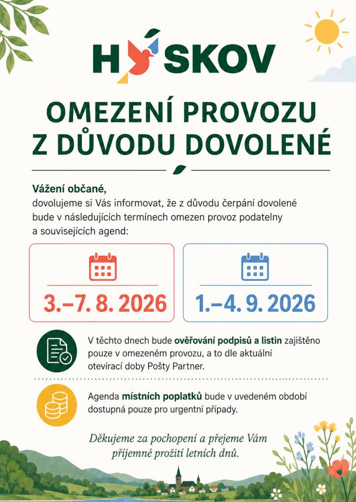 Informace o omezení provozu obce