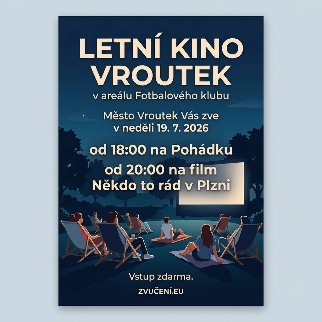 Letní kino na fotbalovém hřišti ve Vroutku v neděli 19. července