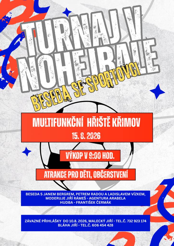 Obec Křimov pořádá nohejbalový turnaj.