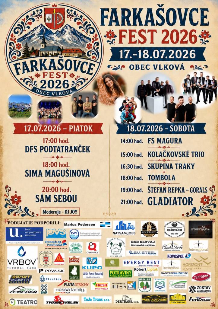 Dávame vám do pozornosti oficiálny plagát podujatia, aby vám nič neuniklo.   Čakajú vás dva dni nabité programom, skvelými účinkujúcimi a zážitkami pre celú rodinu. Festival ponúkne folklór, hudbu, tanec a bohatý sprievodný program.