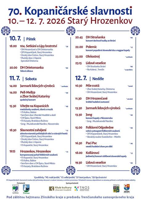 Obec Drietoma Vás v mene organizátorov pozýva na Kopaničiarske slávnosti, ktoré sa konajú 10.-12.07. 2026 v obci Starý Hrozenkov.