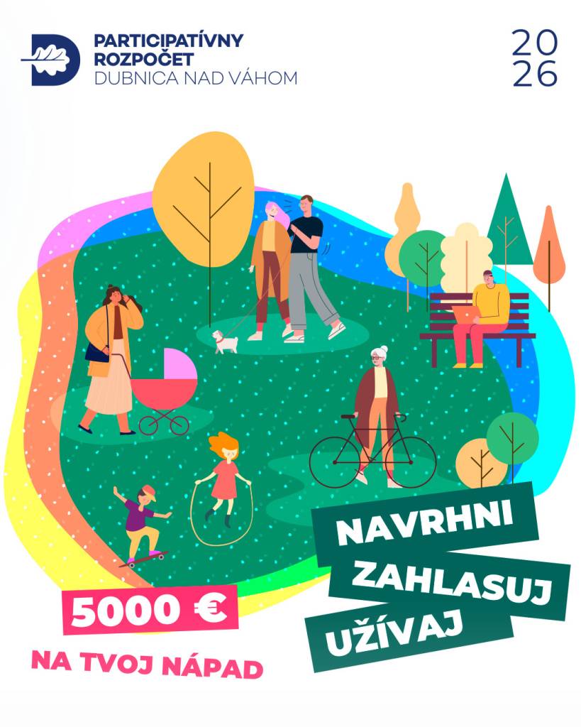 Mesto Dubnica nad Váhom aj v tomto roku vyčlenilo z vlastných zdrojov 25-tis. eur, o ktorých mohli rozhodnúť priamo občania. Túto šancu dáva samospráva už niekoľko rokov, a to prostredníctvom participatívneho rozpočtu. V tom aktuálnom uspelo celkom 5 projektov.