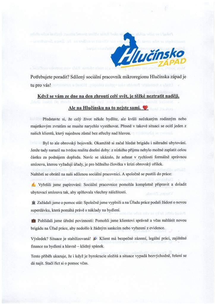 Pomoc v životně-sociálních situacích    Hlučínsko - nejste na to sami