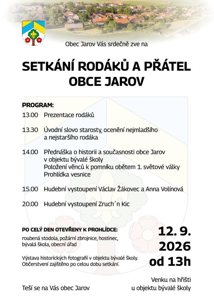 12.9.2026 od 13:00 hod.   Jarov, hřiště