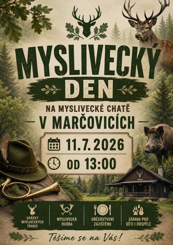 Myslivecký spolek Marčovická hora Předslavice zve všechny spoluobčany na tradiční akci pod názvem “ Den s myslivcem” Všichni obyvatelé obce jsou srdečně zváni.