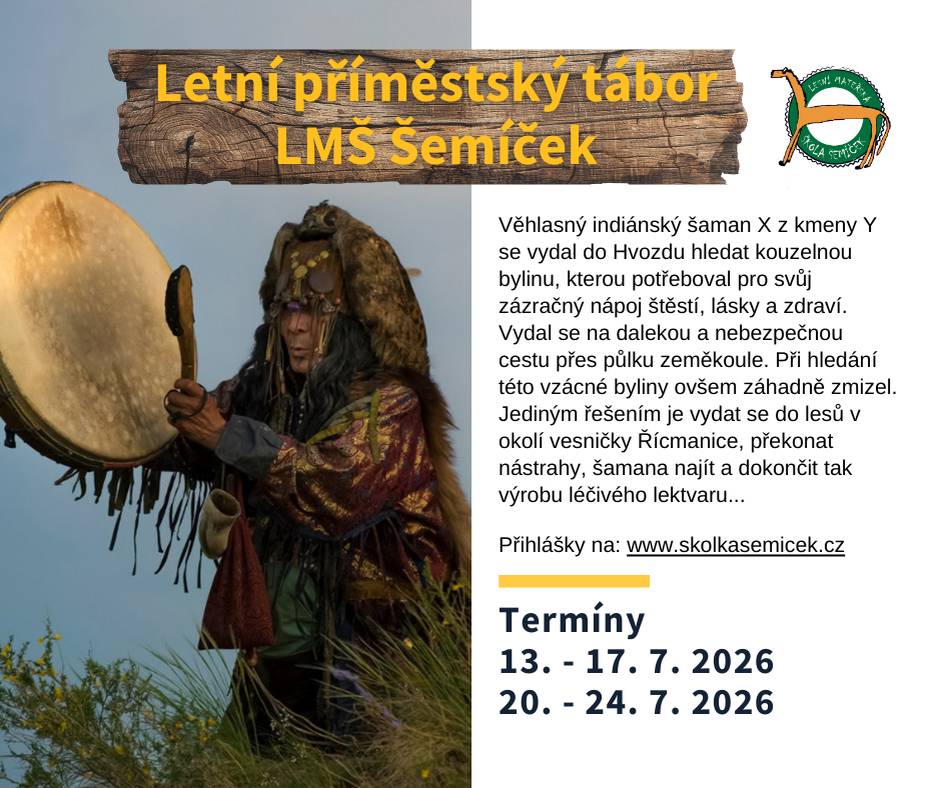 Lesní mateřská škola Šemíček nabízí volné termíny příměstských táborů.