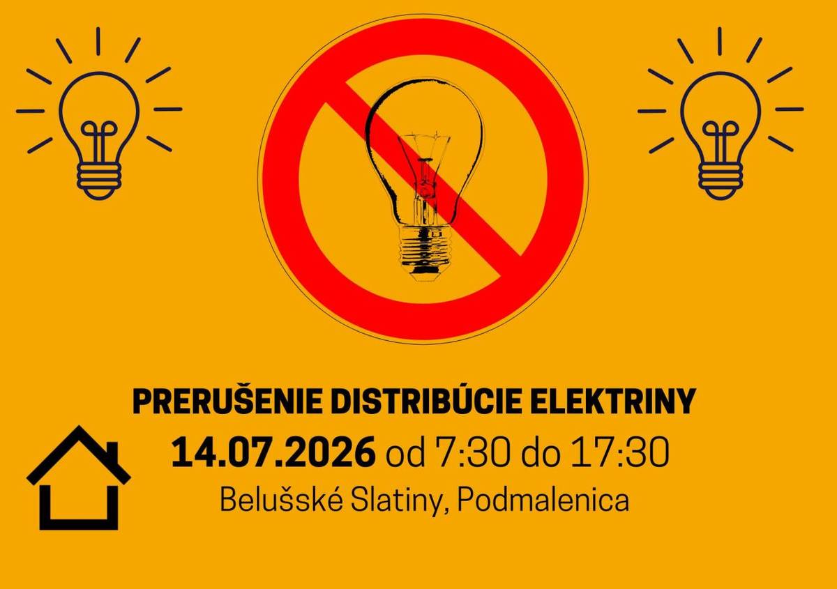 V čase od 7:30 do 17:30 nebude elektrická energia v Podmalenici a v Belušských Slatinách. Presné čísla domov nájdete v prílohe.