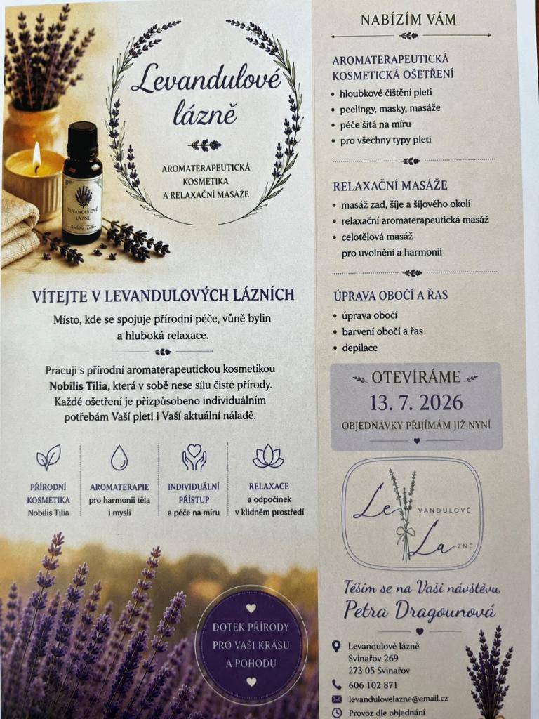 Levandulové lázně, Svinařov 269  Petra Dragounová  606102871