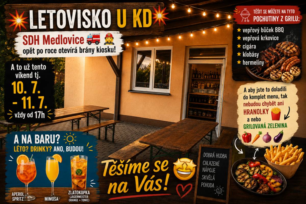 Kiosek v pátek a sobotu od 17. hodi