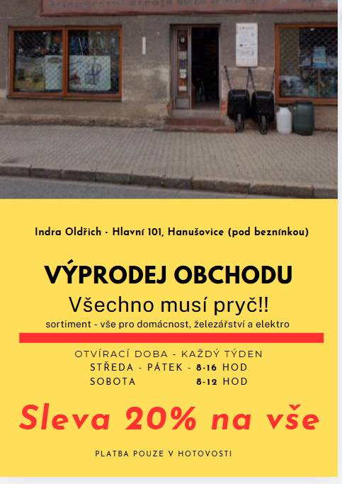 Výprodej obchodu - sleva až  50% na sortiment železářství, domácnost a elektro původni maloobchodni ceny