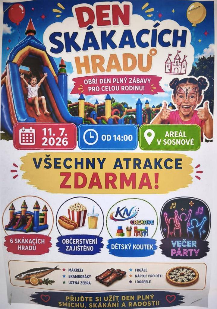 JIŽ TUTO SOBOTU! Přijďte si užít odpoledne plné smíchu, skákání a nezapomenutelných zážitků. Zvou pořadatelé.