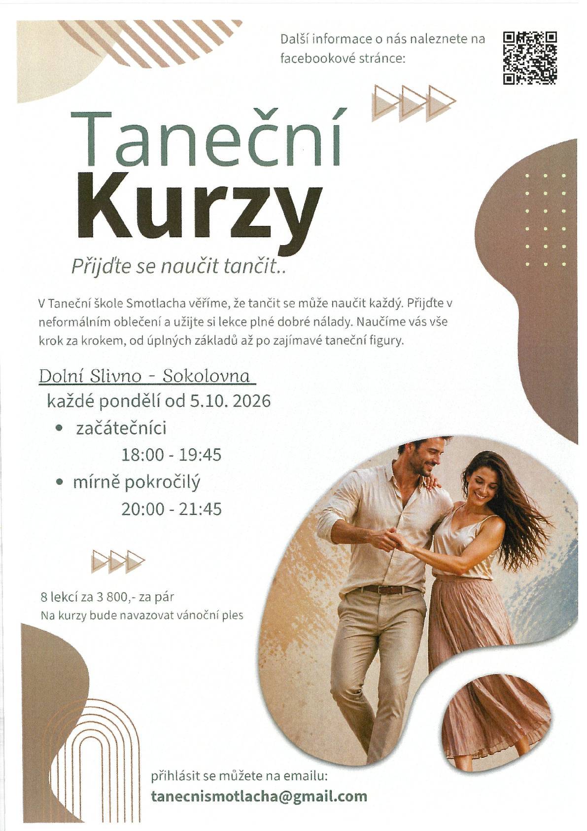 💃 Chcete se naučit tančit, oprášit své taneční kroky nebo si jen užít příjemné večery ve dvou? Tak neváhejte a přihlaste se😉