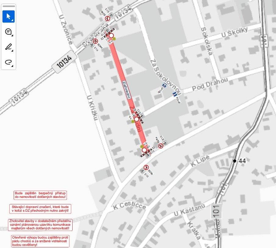 Od 13.07. do 21.10.2026 bude v naší obci probíhat rekonstrukce komunikace v ul. Zahradní. Prosíme občany z této lokality, aby své nádoby na komunální i bio odpad po dobu rekonstrukce umísťovali do ulice Pod Dráhou nebo Na Dráze. Zároveň bychom chtěli touto cestou požádat vlastníky nemovitostí v ul. Zahradní, aby úpravu svých vjezdů řešili se stavbyvedoucím, přímo na místě stavby.