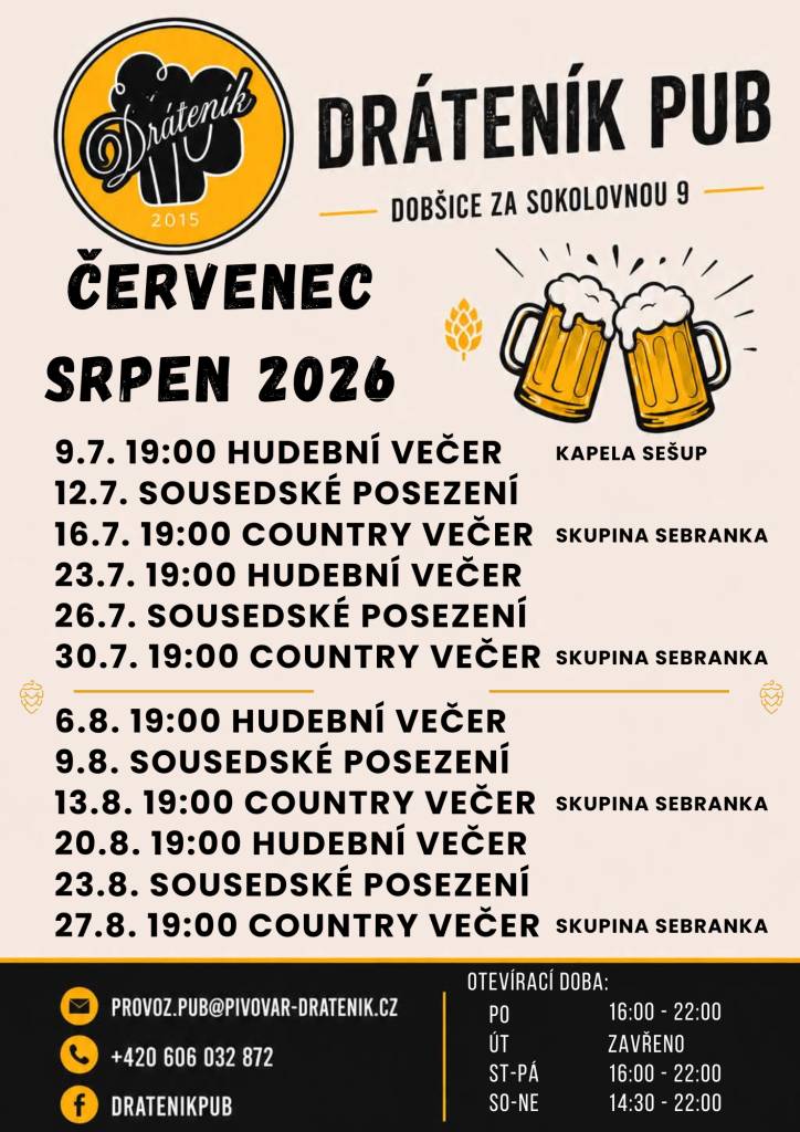 PUB Dráteník Vás opět zve na tradiční i méně tradiční akce