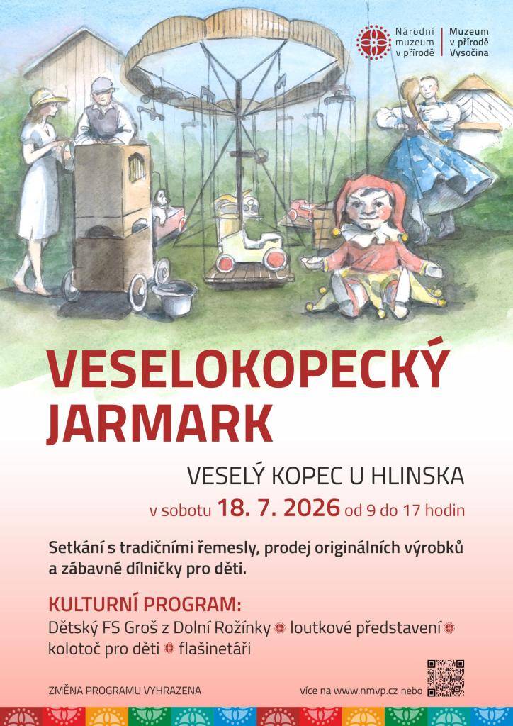 Na Veselém Kopci u Hlinska proběhne 18.7.2026 od 9:00 do 17:00 hodin nejoblíbenější letní akce Veselokopecký jarmark.