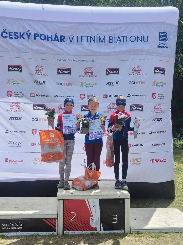 Prvních letošních celostátních závodů žactva v letním biatlonu se ve Starém Městě pod Landštejnem ve dnech  13.6. a  14.16.2026  zúčastnilo 11 našich závodníků.