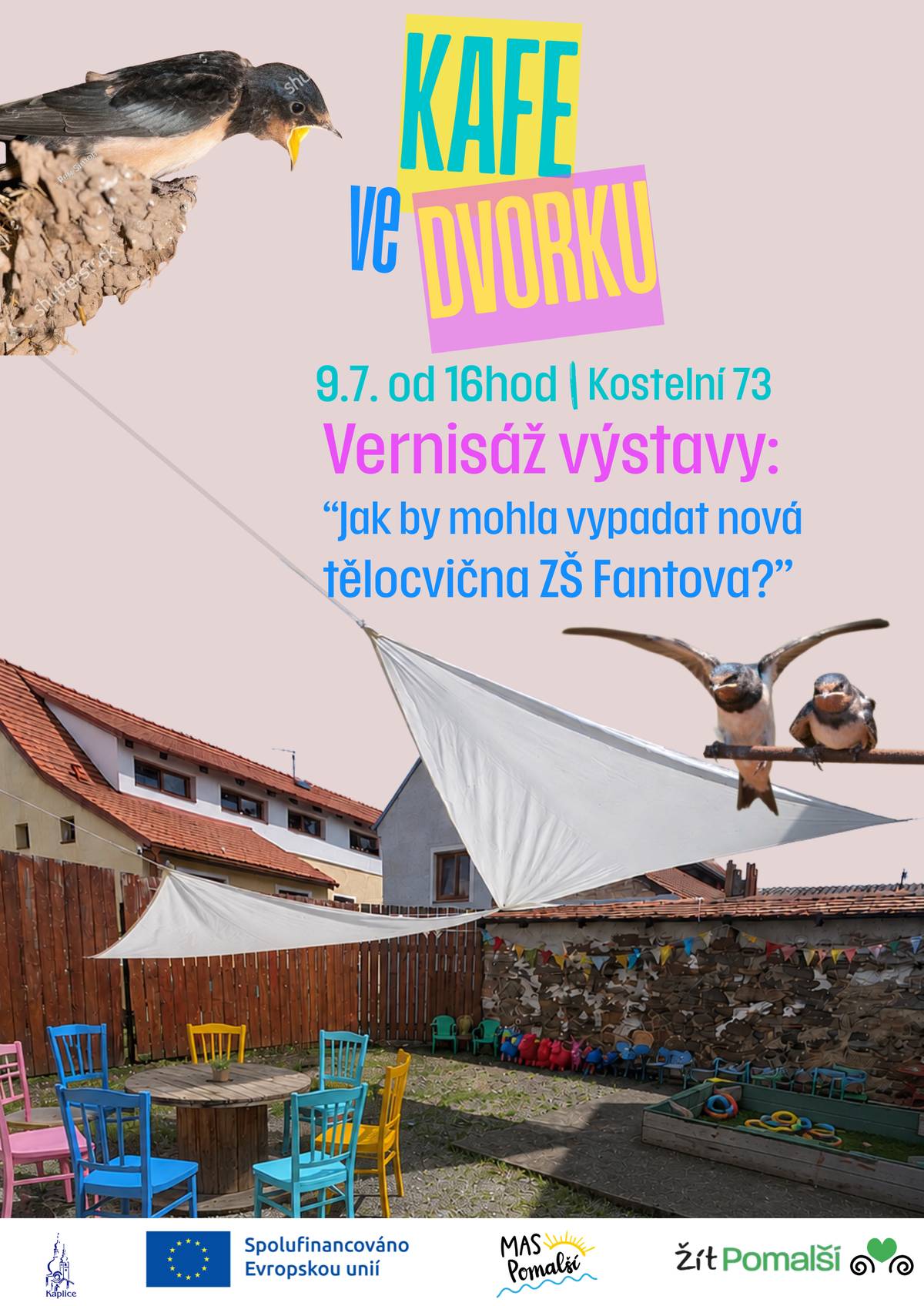 Pamatujete na dvorek v Kostelní ulici č. p. 73, kam jsme dříve chodívali pro zelinu? Tu už tu sice nenajdete, zato zde vznikl nový příjemný prostor se samoobslužnou kavárnou a dětským koutkem.   Přijďte s námi oslavit jeho otevření při příležitosti mini vernisáže už zítra od 16 hodin. Těšíme se na společné setkání!