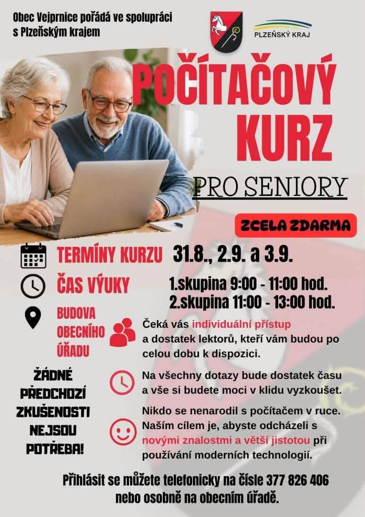 Stále máme volná místa ve 2. skupině počítačového kurzu pro seniory (11:00–13:00 hodin).
