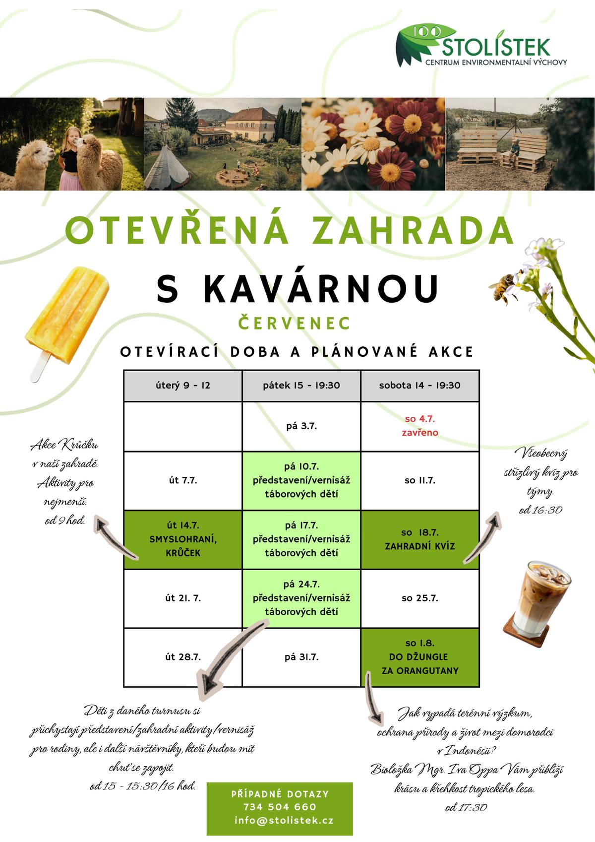 Otevírací doba a plánované akce 👇