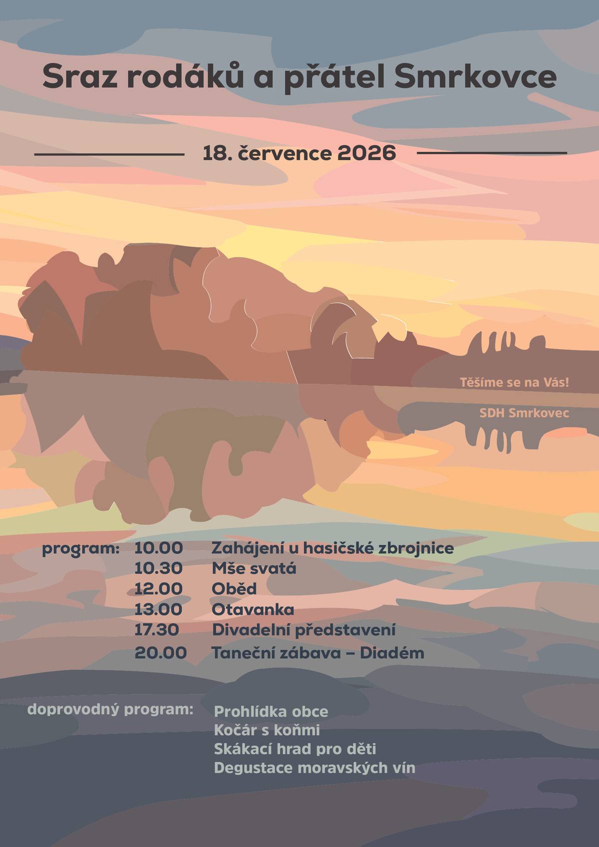 SDH Smrkovec Vás srdečně zve na Sraz rodáků a přátel Smrkovce v sobotu 18. července 2026.