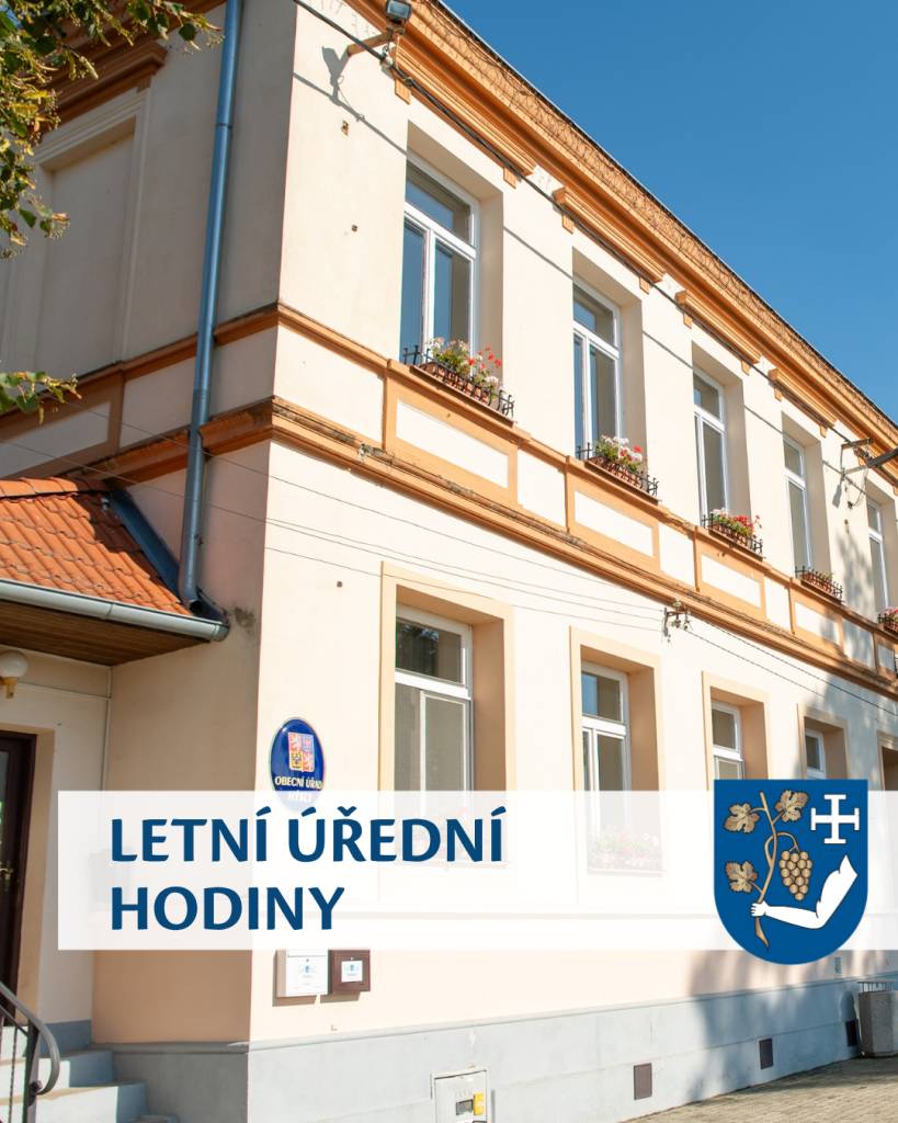 Od 13. července 2026 bude během letních prázdnin obecní úřad otevřen denně od 7:00 do 11:00 hodin.