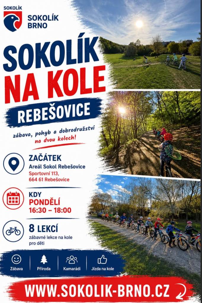 Přihlašování a všechny podrobnosti jsou již dostupné na webu: https://www.sokolik-brno.cz/sokolik-na-kole-brno