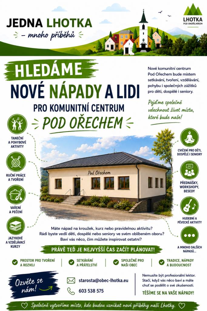 pro komunitní centrum Pod Ořechem ve Lhotce