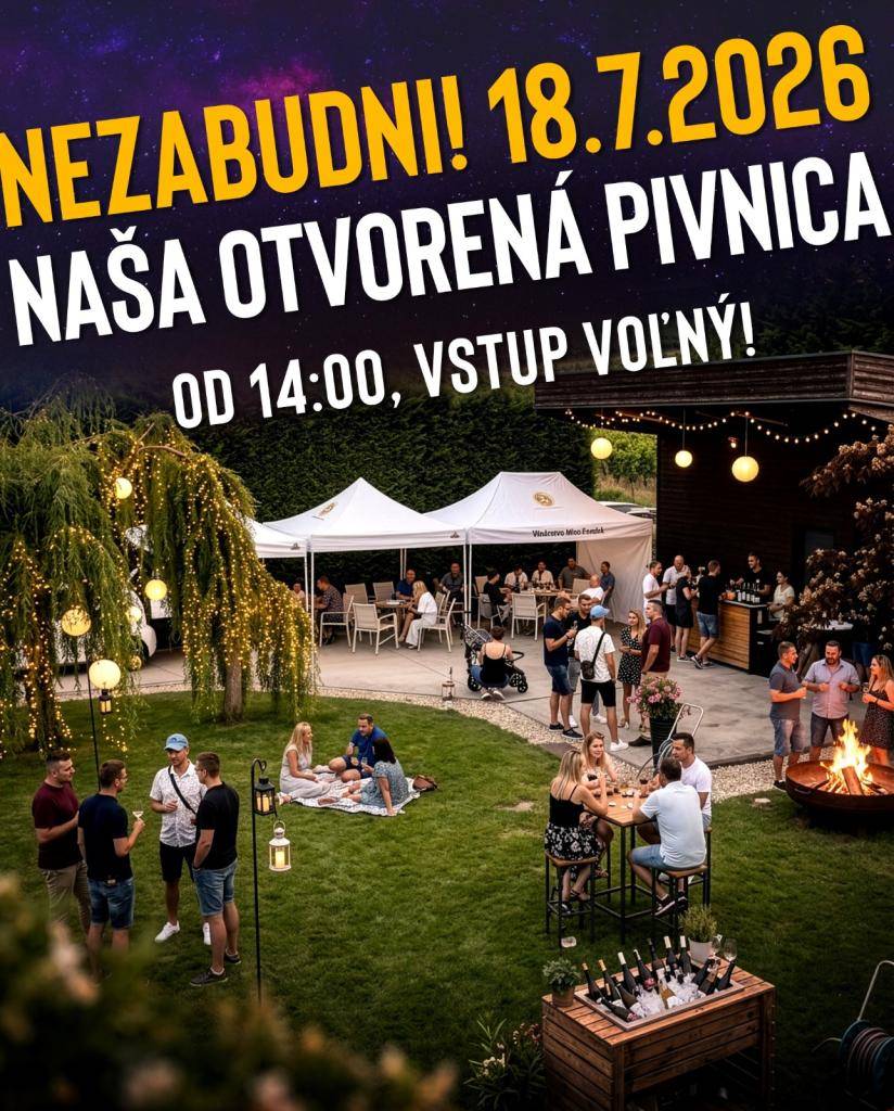 Pozývame Vás na tradičnú letnú otvorenú pivnicu vinárstva. Viac ako 20 vín na ochutnanie, o občerstvenie sa postará mobilná kaviareň a foodtruck Hladný pes.