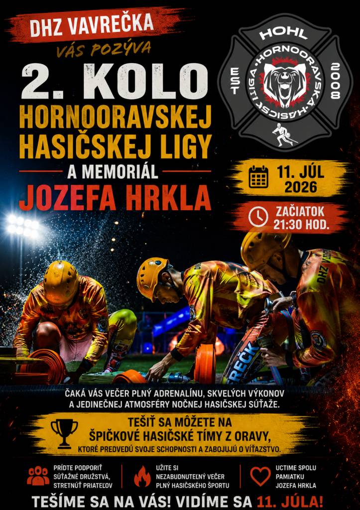 Dobrovoľný hasičský zbor Vás srdečne pozýva na nočnú hasičskú súťaž