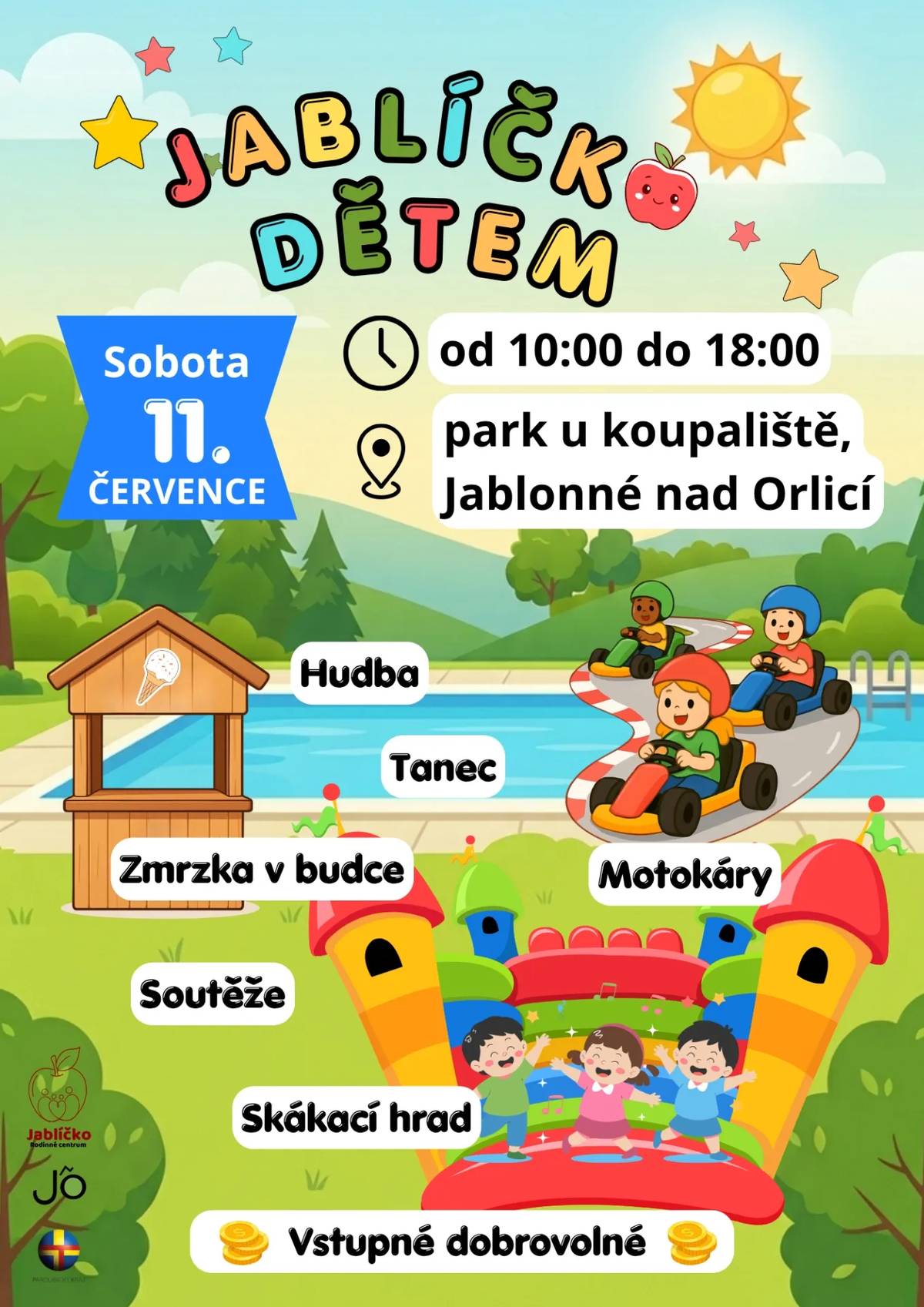 Rodinné centrum Jablíčko chystá na sobotu parádní den určený dětem. Dorazte do parku u koupaliště!