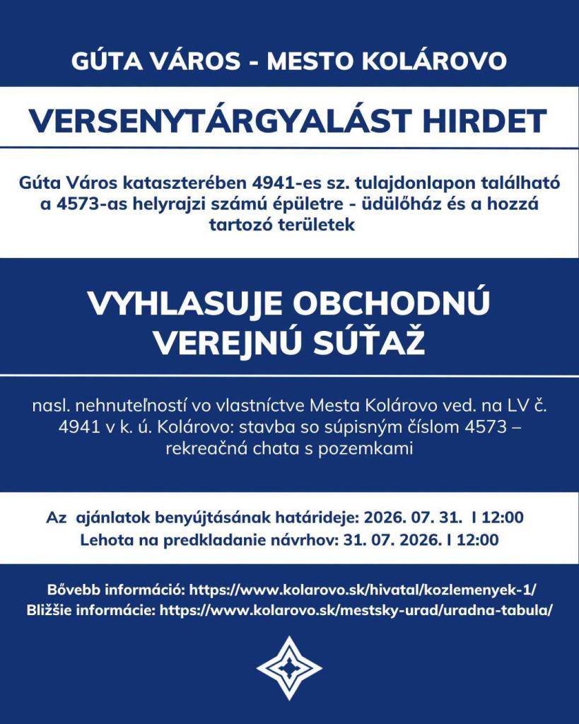 Obchodná verejná súťaž!