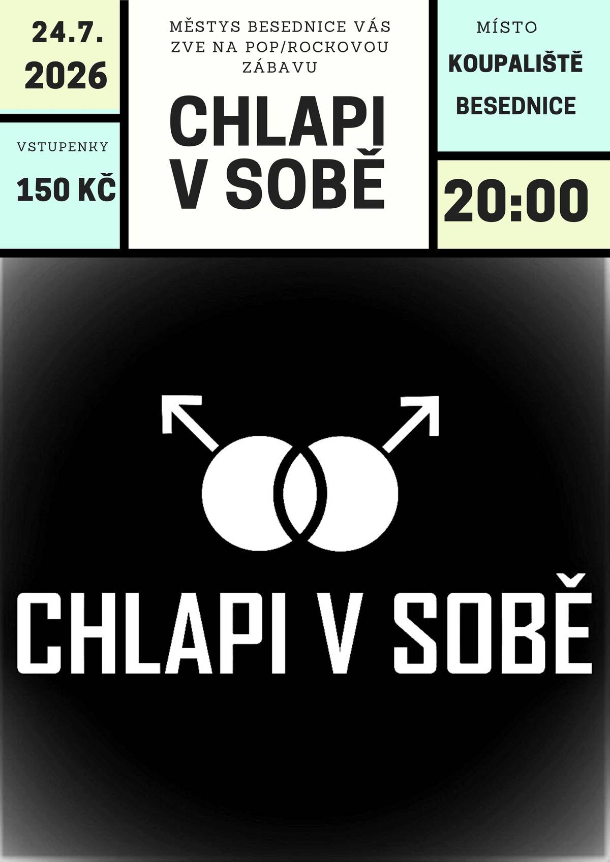 Chlapi v sobě v pátek 24.7.2026 na koupališti!