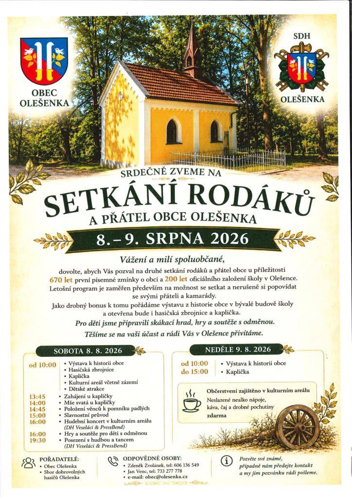 Ve dnech 8. - 9. srpna 2026