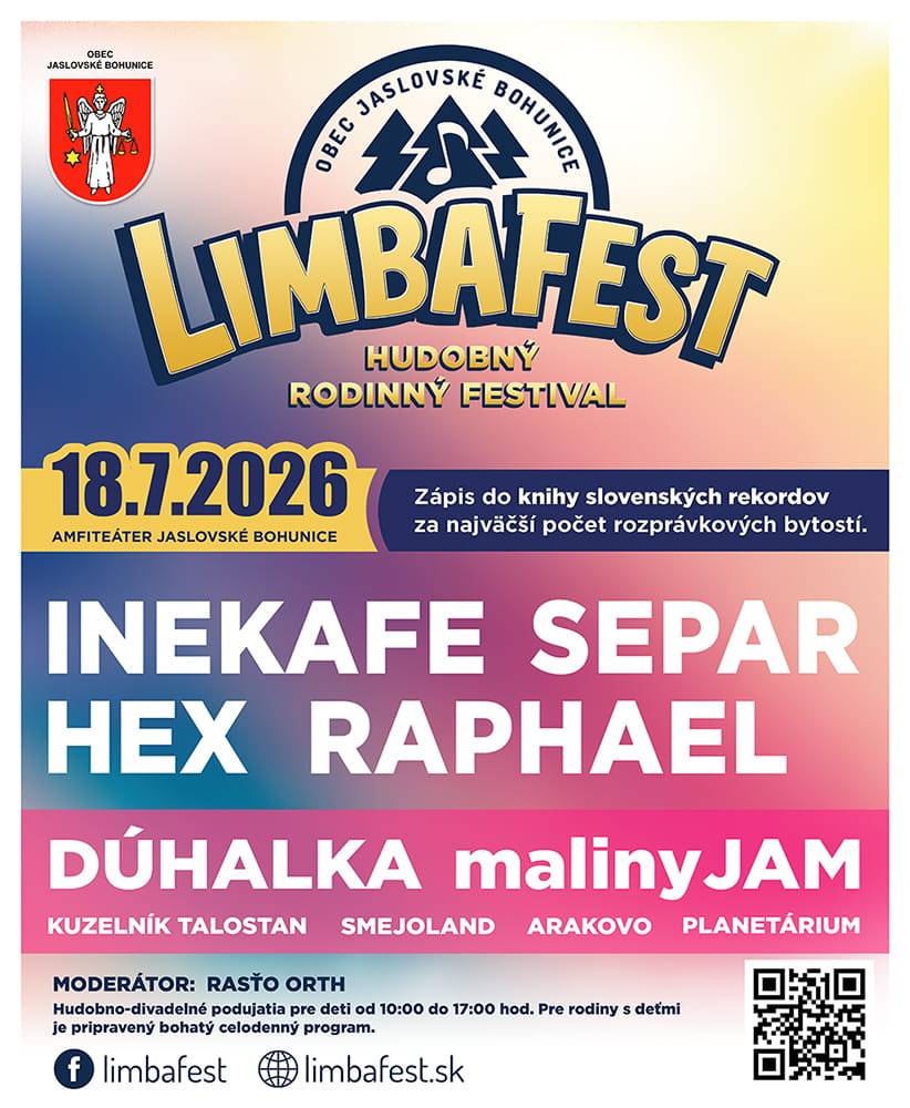 Obec Jaslovské Bohunice vás srdečne pozýva na hudobný rodinný festival – Limbafest, ktorý prinesie nezabudnuteľný deň plný hudby, divadla a zábavy pre celú rodinu.