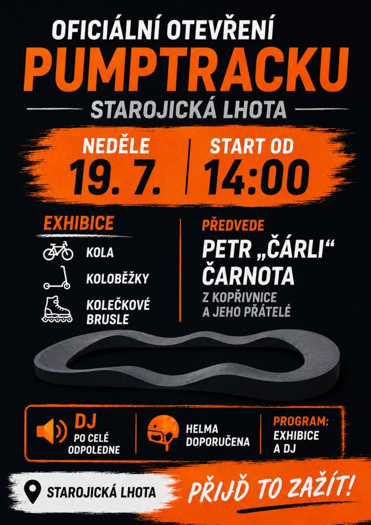 Otevření pumptracku ve Starojické Lhotě – exhibice, DJ