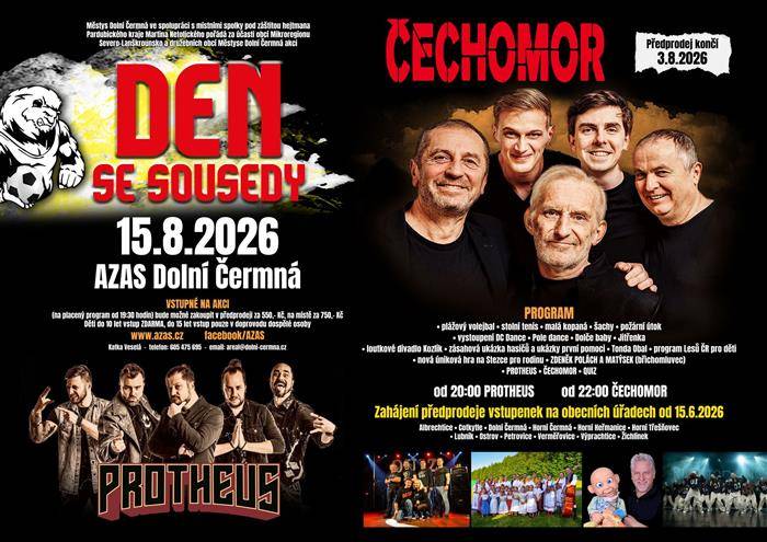 Hudba, sport, zábava i sousedská pohoda. To vše nabídne Den se sousedy v Dolní Čermné! Přijďte si v sobotu 15. srpna užít už 4. ročník mezinárodní kulturně-sportovní akce Den se sousedy, která promění Areál zdraví a sportu v Dolní Čermné v místo plné zážitků pro malé i velké.