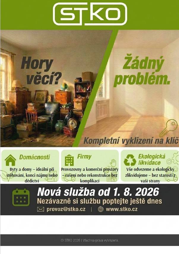 Nová služba od 1.8.2026 od STKO  Kompletní vyklízení na klíč