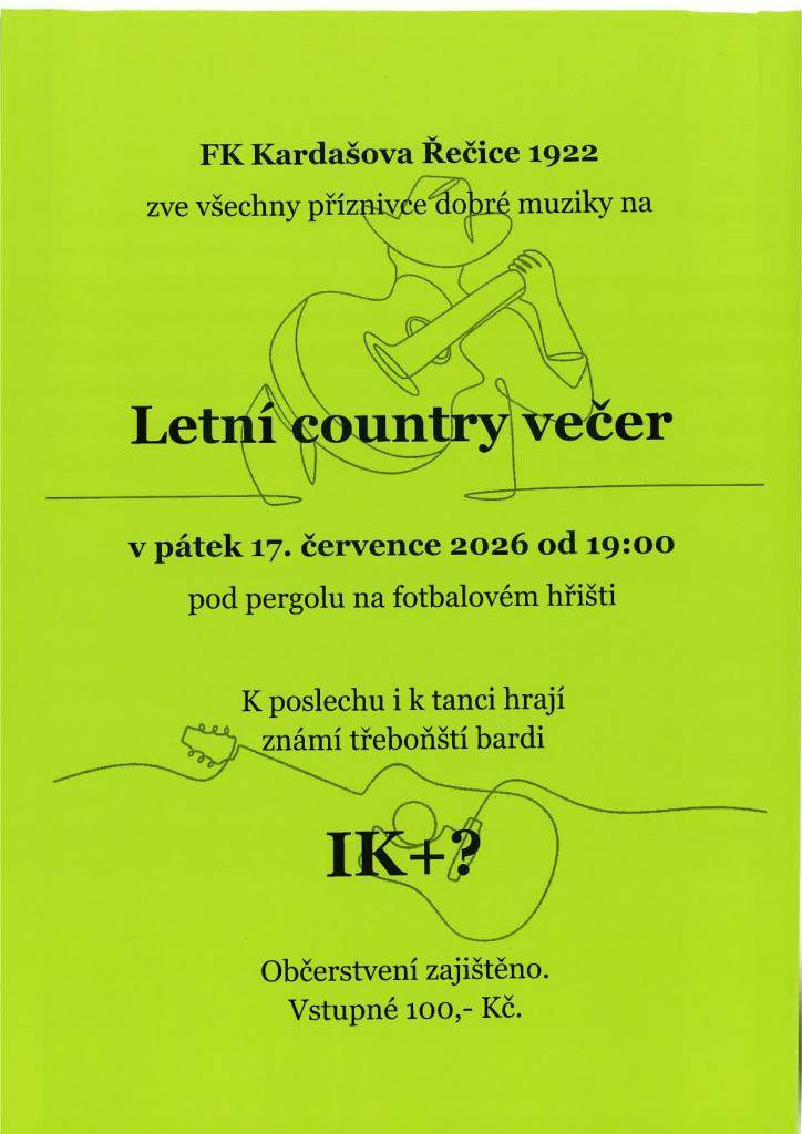 Letní country večer - pořádá FK Kardašova Řečice 1922, z.s.