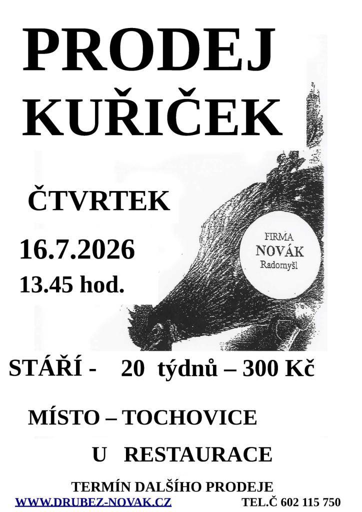 čtvrtek 16.7.2026 od 13:45 U Restaurace
