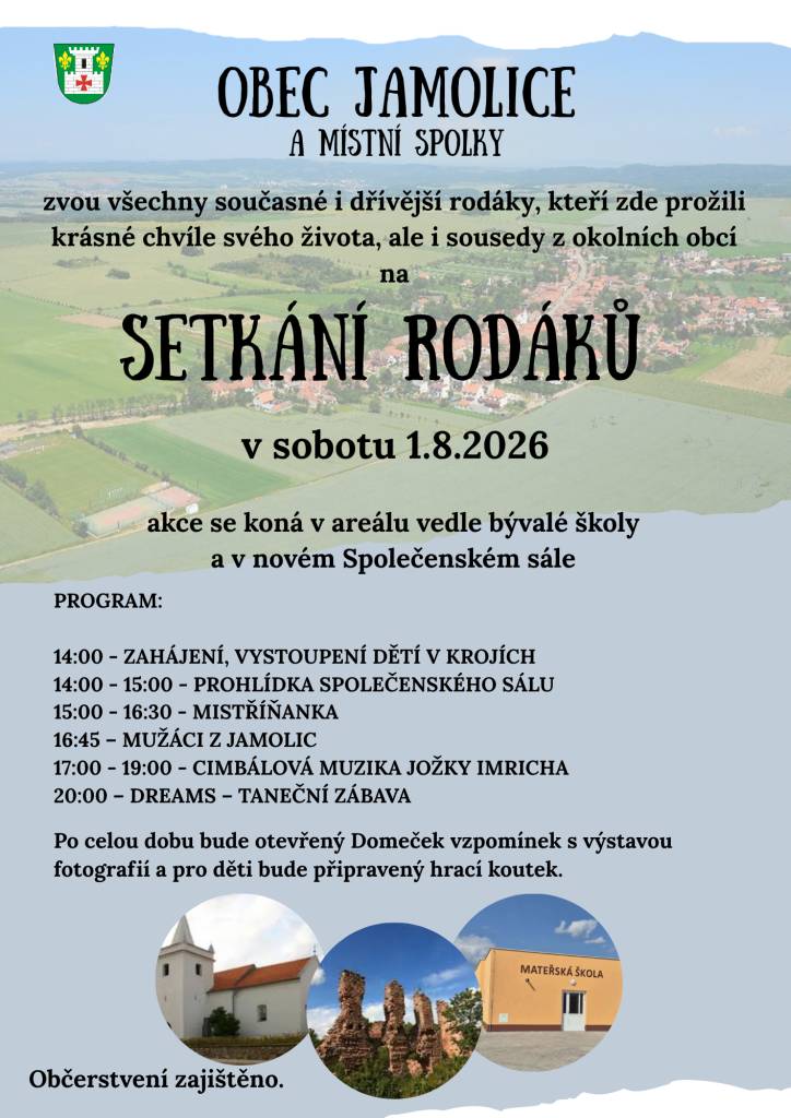 Setkání rodáků - sobota 1.8.2026