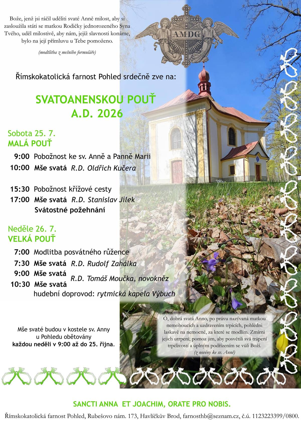 SRDEČNĚ ZVEME NA TRADIČNÍ SVATOANENSKOU POUŤ A KULTURNÍ PROGRAM: