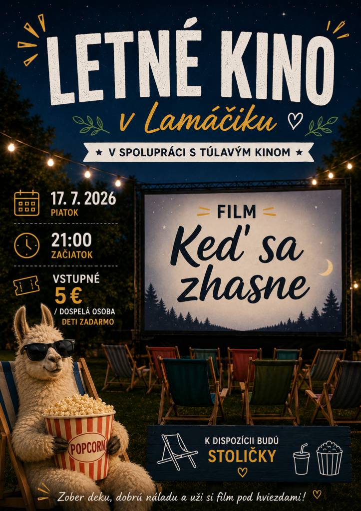 Počas večera si môžete zakúpiť popcorn, colu a nachos. Príďte si užiť príjemný filmový večer s rodinou a priateľmi.