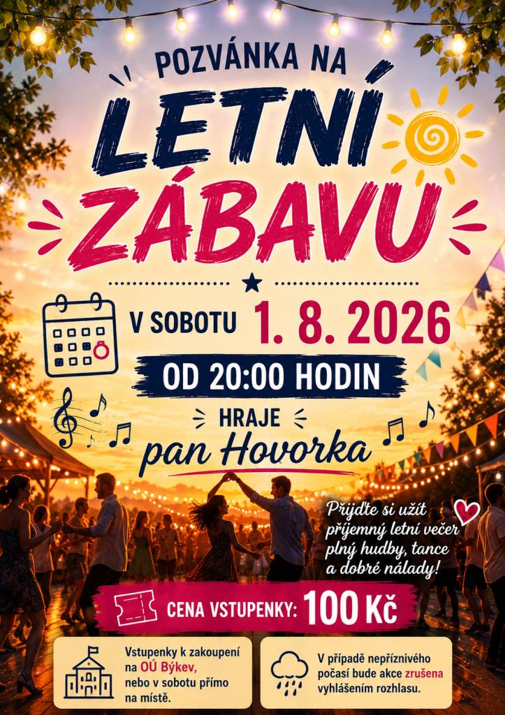 v sobotu 1.8.2026 od 20:00