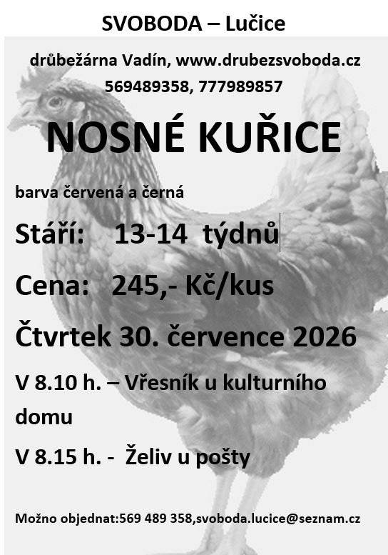 čtvrtek 30.7.2026 8:10 - Vřesník 8:15 - Želiv