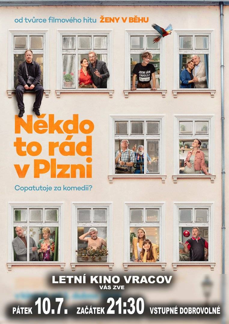 🎥Letní kino Vracov - Někdo to rád v Plzni - 10. 7. 2026🐟 🍿 MKK Vracov zve všechny milovníky českého filmu do letního kina na náměstí Míru, a to v pátek 10. 7. 2026. Těšit se můžete na novou českou komedii Někdo to rád v Plzni. Začátek promítání je v 21.30. Občerstvení zajištěno. Vstupné je dobrovolné. Campingové židličky s sebou.  🍷🍇Otevřené víkendové letní sklepy 🍾🏡 Vinaři ze spolku Vracovští vinaři si pro Vás letos opět připravili Otevřené víkendové letní sklepy. Každý víkend budete moci navštívit jednoho vinaře přímo u něj ve sklepě. Ochutnáte výborná vína, která si pak budete moci koupit domů. V pátek 10. 7. 2026 a v sobotu 11. 7. 2026 se na Vás těší Vinařství Mach Vracov ve sklepě č. 63 v ulici Cihelná. Vždy od 18.00 - 24.00. A hned další týden 17. a 18. 7. 2026 můžete navštívit Vinařství Pres ve sklepě č. 18 v ulici Baráky.  🎺 🎵Výroční koncert DH Vracovjáci a otevřené sklepy - 11. 7. 2026 🍷💃🕺 Přijďte s DH Vracovjáci oslavit více než 35 let hraní a užít si společné setkání v areálu vinných sklepů Baráky, a to v sobotu 11. 7. 2026 od 17.00. Vstupné je dobrovolné. Občerstvení je zajištěno. V 17.00 Vám zahraje holandská kapela Západská, v 18.00 DH Vracovjáci a v 19.00 opět kapela Západská. Od 20.00 Vám bude k tanci i poslechu hrát DH Horenka. Mluveným slovem bude provázet známý moderátor Jiří Kokmotos. Sklepy budou otevřeny již od 16.00.  🍲🏆Soutěž ve vaření kotlíkového guláše - 18. 7. 2026 🧅🌶️ SDH Vracov a Město Vracov Vás srdečně zvou na další ročník Soutěže ve vaření kotlíkového guláše, která se koná v sobotu 18. 7. 2026 v parku u sportovní haly. Začátek vaření je v 13.00 a degustovat budete moci od 16.00. Cena degustačního lístku je 25 Kč. Vstupné dobrovolné.  🚂🏰Provozní den Železnice 600 - 19. 7. 2026 Kolektiv Železnice 600 Vás srdečně zve na svůj provozní den v neděli 19. 7. 2026 od 14.00 do 18.00 v areálu ulice Dubová. Děti se mohou těšit na svezení vláčkem, skákací hrad, houpačky a mnoho dalšího. Občerstvení je zajištěno. Ověření konání akce a více info na www.zeleznice600.cz