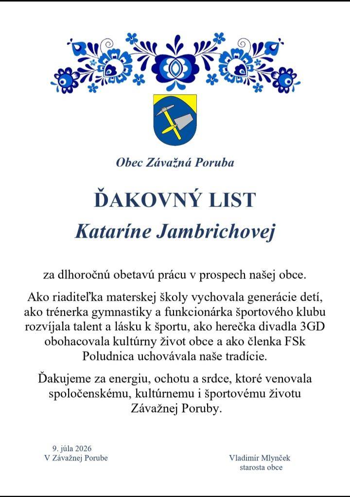 Katarína Jambrichová sa podpísla do Pamätnej knihy