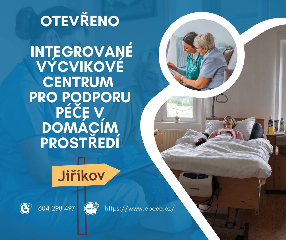 Dne 23. 6. 2026 bylo v organizaci Sociální služby Jiříkov, příspěvková organizace města Jiříkov, terénní sociální služby, na adrese Londýnská 563, Jiříkov slavnostně otevřeno Integrované výcvikové centrum. Toto centrum vzniklo v rámci projektu Digitalizace pečovatelských služeb v Ústeckém kraji. Integrované výcvikové centrum (IVC) bude sloužit k praktickému nácviku péče v domácím prostředí, práci s kompenzačními pomůckami i ke vzdělávání pracovníků pečovatelských služeb a rodinných pečujících. Slavnostního otevření se zúčastnil náměstek hejtmana PaedDr. Jiří Kulhánek, starosta města Jiříkov Ing. Bc. Jindřich Jurajda, DiS., místostarosta města Jiříkov a ředitel organizace Sociální služby Jiříkov Michal Maják, dále kolegyně z krajského úřadu z oddělení plánování a registrace sociálních služeb Bc. Věra Běhounková a Mgr. Michaela Dvořáková, koordinátorky pro oblast Děčínsko Mgr. Lenka Baldinusová a Bc. Irena Urválková. Dále zástupci RRA Ústeckého kraje, zaměstnanci organizace Sociální služby Jiříkov a kolegyně z Centra sociálních služeb Varnsdorf (pečovatelská služba) a z Kostky Krásná Lípa (osobní asistence). Moderování slavnostního otevření IVC se ujal Ladislav Marek, hlavní projektový manažer. Bližší informace o projektu se dozvíte na: https://www.epece.cz/ Kontaktní osoba IVC: Bc. Goldbergová Bohuslava, tel.: 604 298 497 e-mail: bohuslava.goldbergova@ddfilipov.cz