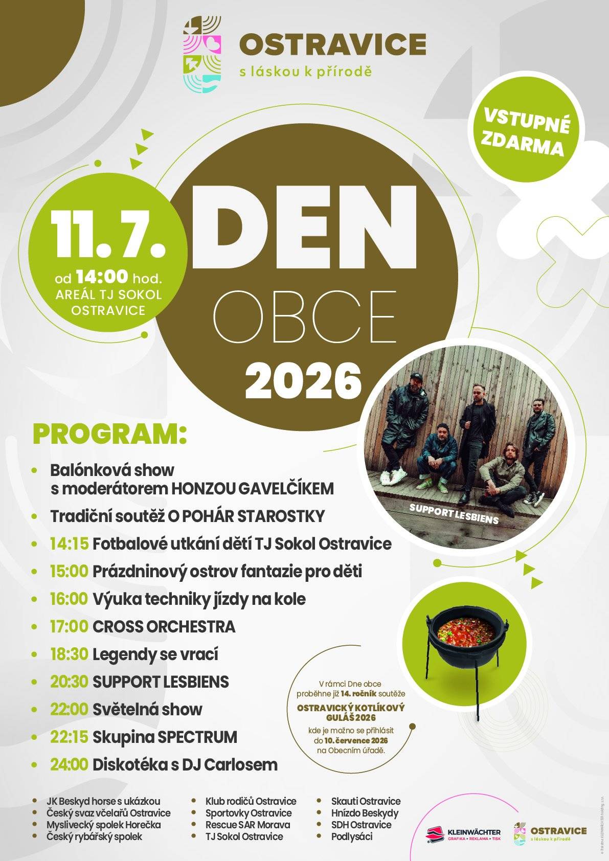 Vážení občané, zveme Vás na Den obce v sobotu 11. července od 14 hod. na hřišti Sokol Ostravice. Těšíme se na Vás!